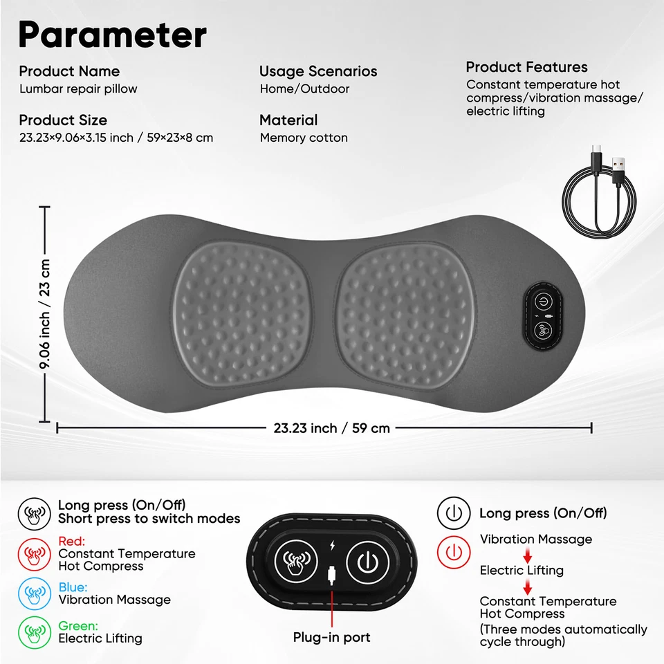 3-IN-1 LUMBAR MASSAGER PILLOW